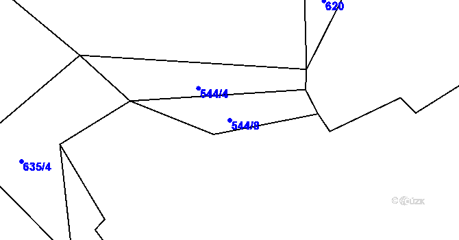 Parcela st. 544/8 v KÚ Mníšek, Katastrální mapa