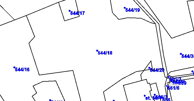 Parcela st. 544/18 v KÚ Mníšek, Katastrální mapa