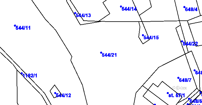 Parcela st. 544/21 v KÚ Mníšek, Katastrální mapa