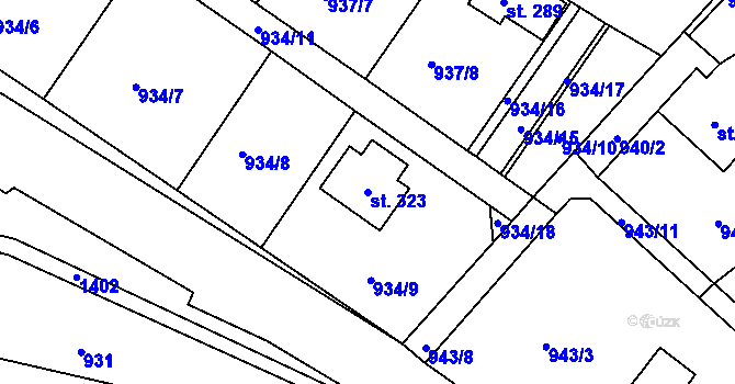 Parcela st. 323 v KÚ Fojtka, Katastrální mapa