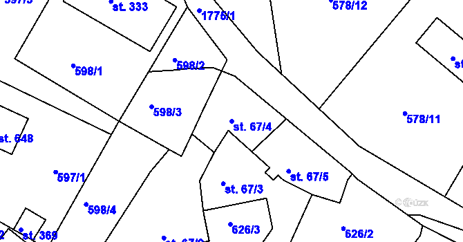 Parcela st. 67/4 v KÚ Mníšek u Liberce, Katastrální mapa