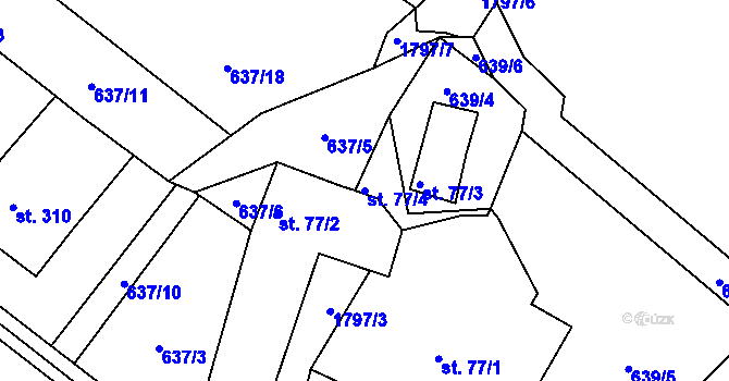 Parcela st. 77/4 v KÚ Mníšek u Liberce, Katastrální mapa