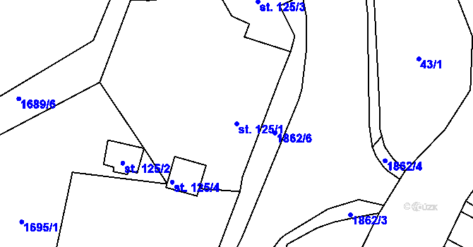 Parcela st. 125/1 v KÚ Mníšek u Liberce, Katastrální mapa