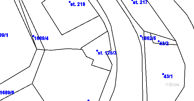 Parcela st. 125/3 v KÚ Mníšek u Liberce, Katastrální mapa