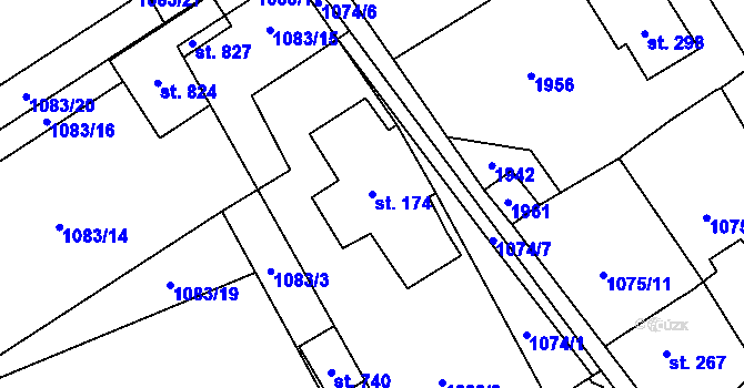 Parcela st. 174 v KÚ Mníšek u Liberce, Katastrální mapa