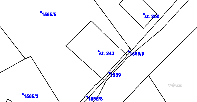Parcela st. 243 v KÚ Mníšek u Liberce, Katastrální mapa