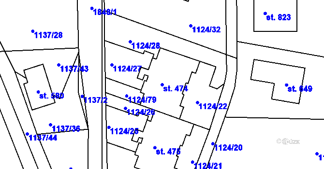 Parcela st. 474 v KÚ Mníšek u Liberce, Katastrální mapa