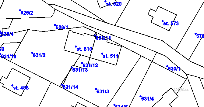 Parcela st. 511 v KÚ Mníšek u Liberce, Katastrální mapa