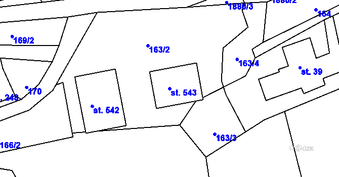 Parcela st. 543 v KÚ Mníšek u Liberce, Katastrální mapa