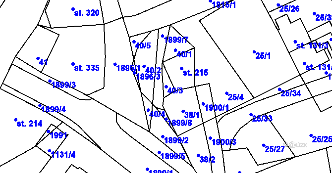 Parcela st. 40/3 v KÚ Mníšek u Liberce, Katastrální mapa