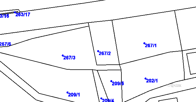 Parcela st. 267/2 v KÚ Mníšek u Liberce, Katastrální mapa