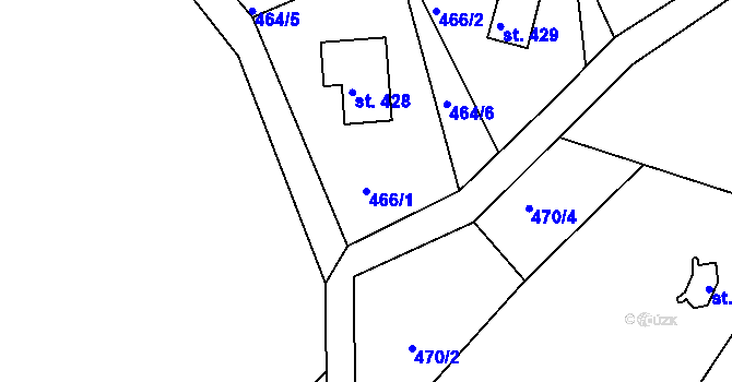 Parcela st. 466/1 v KÚ Mníšek u Liberce, Katastrální mapa