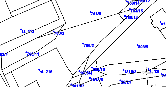 Parcela st. 766/2 v KÚ Mníšek u Liberce, Katastrální mapa