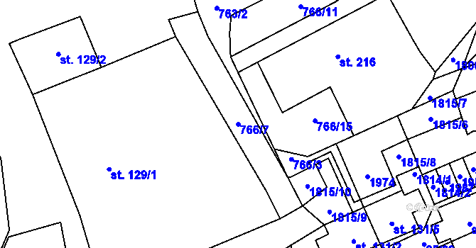 Parcela st. 766/7 v KÚ Mníšek u Liberce, Katastrální mapa