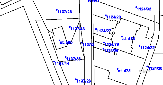 Parcela st. 1137/2 v KÚ Mníšek u Liberce, Katastrální mapa
