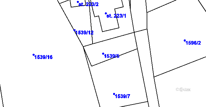Parcela st. 1539/5 v KÚ Mníšek u Liberce, Katastrální mapa