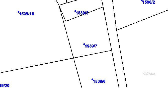 Parcela st. 1539/7 v KÚ Mníšek u Liberce, Katastrální mapa