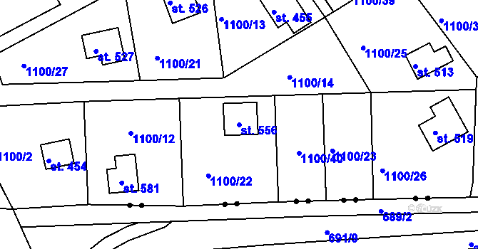Parcela st. 556 v KÚ Mníšek u Liberce, Katastrální mapa