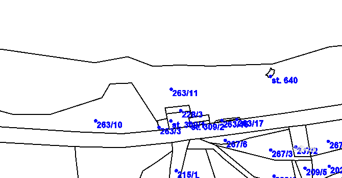 Parcela st. 263/11 v KÚ Mníšek u Liberce, Katastrální mapa