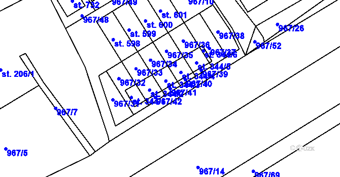 Parcela st. 967/41 v KÚ Mníšek u Liberce, Katastrální mapa
