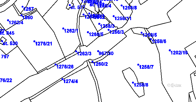 Parcela st. 967/30 v KÚ Mníšek u Liberce, Katastrální mapa