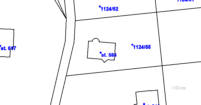 Parcela st. 584 v KÚ Mníšek u Liberce, Katastrální mapa