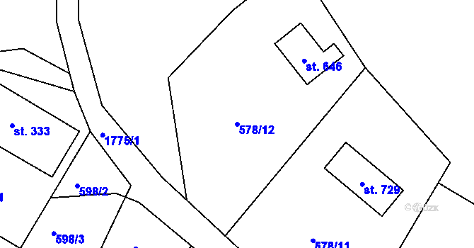Parcela st. 578/12 v KÚ Mníšek u Liberce, Katastrální mapa
