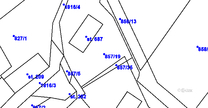 Parcela st. 857/19 v KÚ Mníšek u Liberce, Katastrální mapa