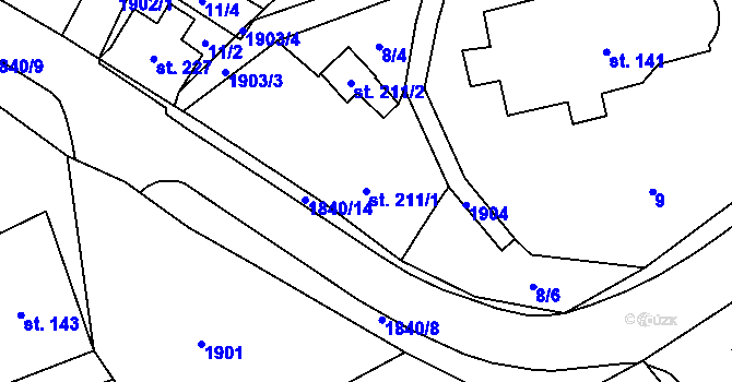Parcela st. 211/1 v KÚ Mníšek u Liberce, Katastrální mapa