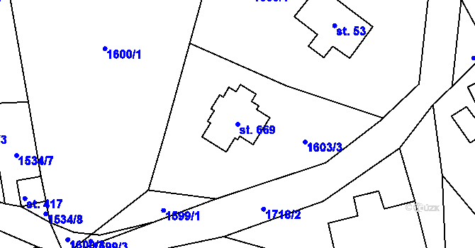 Parcela st. 669 v KÚ Mníšek u Liberce, Katastrální mapa