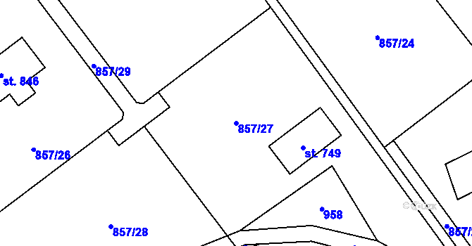 Parcela st. 857/27 v KÚ Mníšek u Liberce, Katastrální mapa