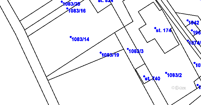 Parcela st. 1083/19 v KÚ Mníšek u Liberce, Katastrální mapa