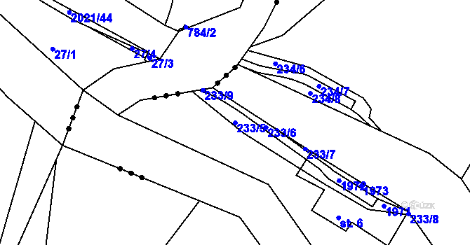 Parcela st. 233/5 v KÚ Mníšek u Liberce, Katastrální mapa