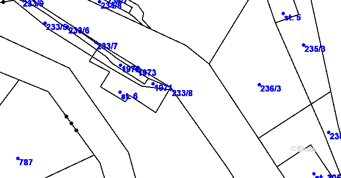 Parcela st. 233/8 v KÚ Mníšek u Liberce, Katastrální mapa