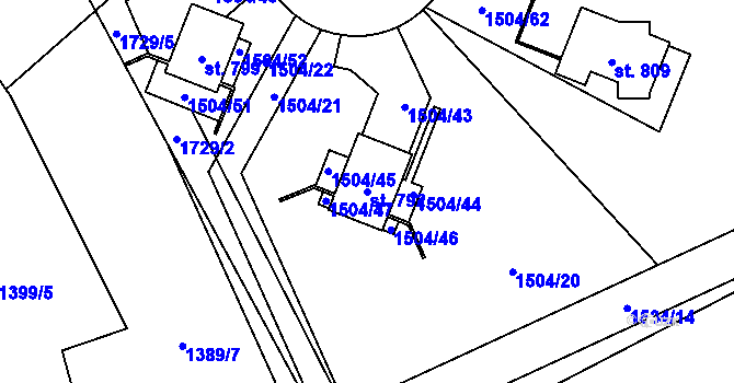 Parcela st. 792 v KÚ Mníšek u Liberce, Katastrální mapa