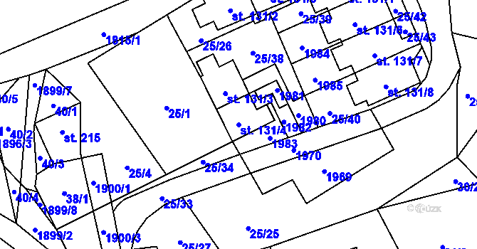 Parcela st. 131/4 v KÚ Mníšek u Liberce, Katastrální mapa