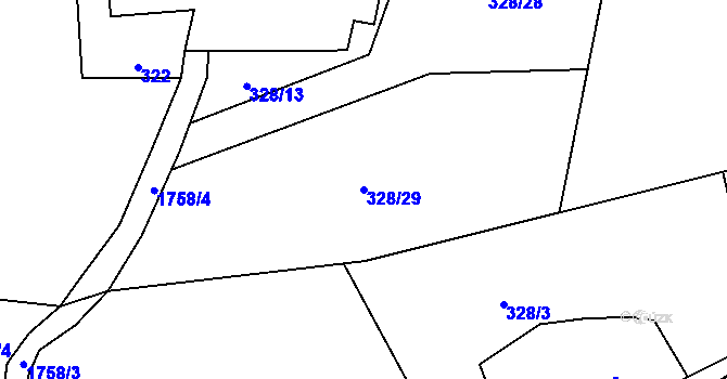 Parcela st. 328/29 v KÚ Mníšek u Liberce, Katastrální mapa