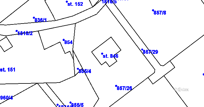 Parcela st. 846 v KÚ Mníšek u Liberce, Katastrální mapa
