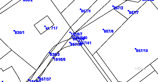 Parcela st. 857/41 v KÚ Mníšek u Liberce, Katastrální mapa