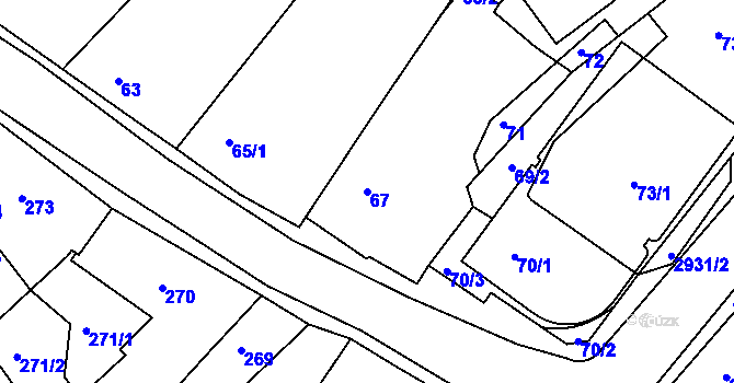 Parcela st. 67 v KÚ Mníšek pod Brdy, Katastrální mapa