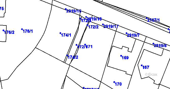 Parcela st. 171 v KÚ Mníšek pod Brdy, Katastrální mapa