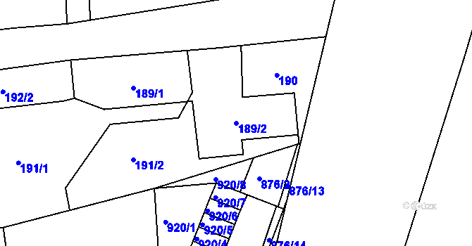 Parcela st. 189/2 v KÚ Mníšek pod Brdy, Katastrální mapa