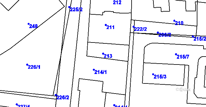 Parcela st. 213 v KÚ Mníšek pod Brdy, Katastrální mapa