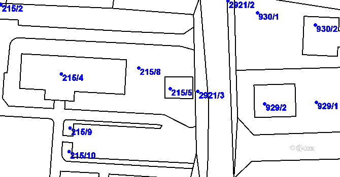 Parcela st. 215/5 v KÚ Mníšek pod Brdy, Katastrální mapa