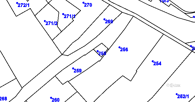 Parcela st. 258 v KÚ Mníšek pod Brdy, Katastrální mapa