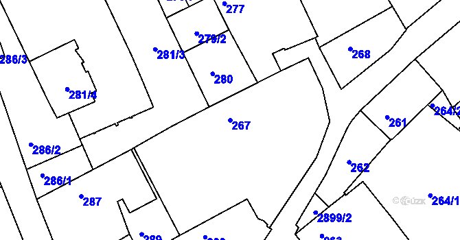 Parcela st. 267 v KÚ Mníšek pod Brdy, Katastrální mapa