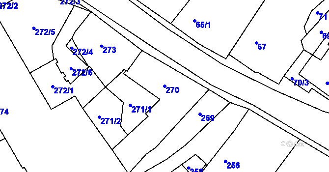 Parcela st. 270 v KÚ Mníšek pod Brdy, Katastrální mapa