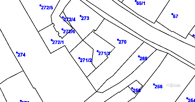 Parcela st. 271/1 v KÚ Mníšek pod Brdy, Katastrální mapa