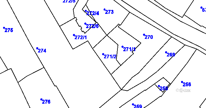 Parcela st. 271/2 v KÚ Mníšek pod Brdy, Katastrální mapa