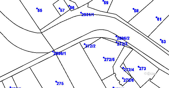 Parcela st. 272/2 v KÚ Mníšek pod Brdy, Katastrální mapa